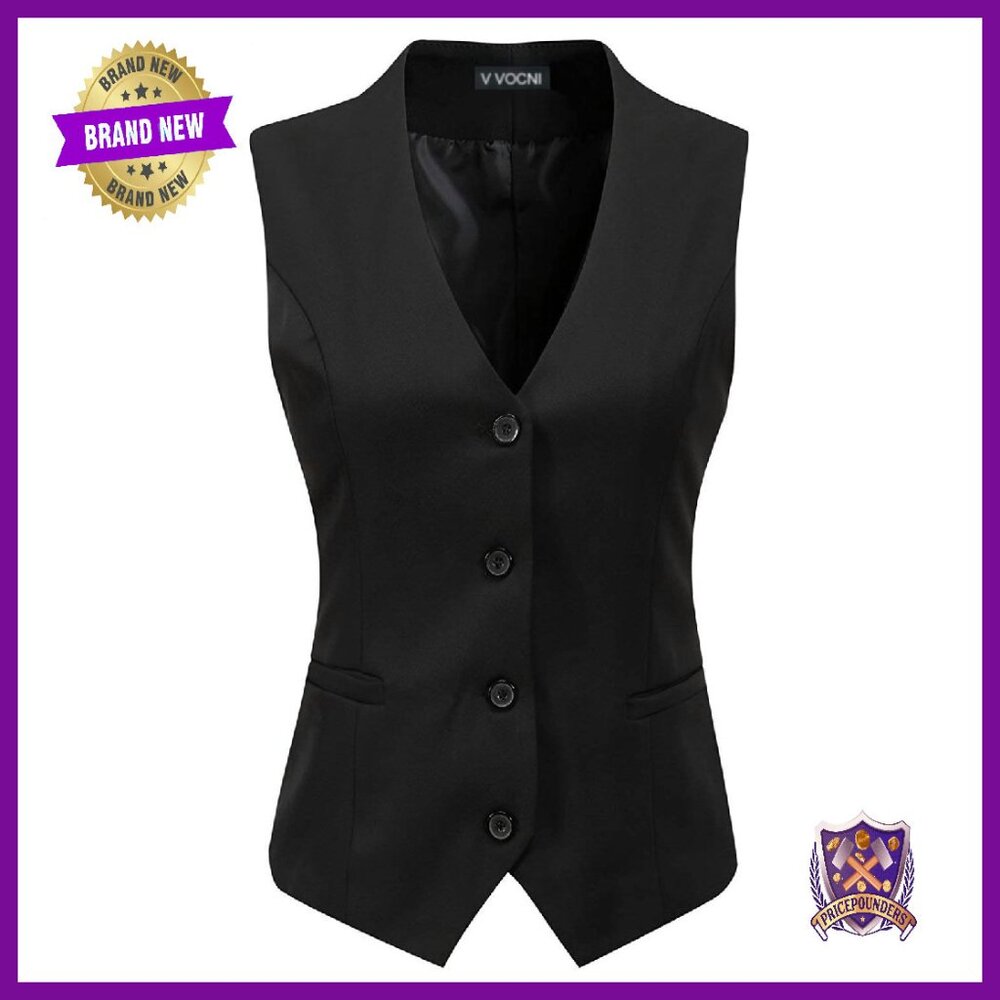 Women's Fully Lined Slim Fit V-Neck Vest With Real Pocket